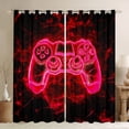 thumbnail image 1 of Manfei Gamepad Game Lovers Blackout Curtains Set of 2 (52x84 Each),Abstract Geometric Window Curtains,Red Black Curtains and Drapes For Boys Kids,Ultra Soft Home Decor, 1 of 6