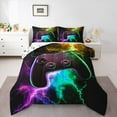 thumbnail image 1 of Manfei Gamepad King Size Comforter Sets,Modern Gamer Bedding Comforter Set,Yellow Purple Green Bedding Set,Ultra Soft Home Decor Reversible,3-Piece, 1 of 8
