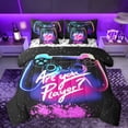 thumbnail image 1 of Manfei Gamer Gaming 7 Pieces Bedding Comforter Set,Modern Gamepad Full Bedding Set,Pink Glitter Print Fitted Sheet Flat Sheet For Teens,Breathable Home Decor Reversible, 1 of 8