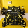 thumbnail image 1 of Manfei Gaming Bedding Comforter Set,Geometric Grid Twin Comforter Sets,Gradent Yellow Black Bedding Set For Boy,Microfiber Room Decor Reversible,2-Piece, 1 of 8