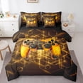 thumbnail image 1 of Manfei Gaming Twin Bedding Sets 7-Piece,Stereoscopic Geometric Grid Bedding Comforter Set,Gold Black Sheet Sets For Boy,Microfiber Room Decor,Reversible, 1 of 8