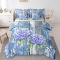 thumbnail image 1 of Manfei Garden Hydrangea Queen Bedding, Cute Flower Bedding Comforter Set Queen, Dusty Blue Hydrangea 7 Pieces, 1 of 6
