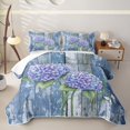 thumbnail image 1 of Manfei Garden Hydrangea Twin Quilt Set, Cute Flower Twin Coverlet Set, Dusty Blue Hydrangea 2 Pieces, 1 Bedspread and 1 Pillowcase, 1 of 7