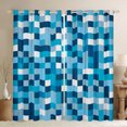 thumbnail image 1 of Manfei Geometric Artistic Pixel Curtains Pack of 2 (42x84 Each),Abstract Geometric Buffalo Curtains Blackout,White Blue Checkered Bedroom Curtains For Girl Boys,Breathable Home Decor, 1 of 6