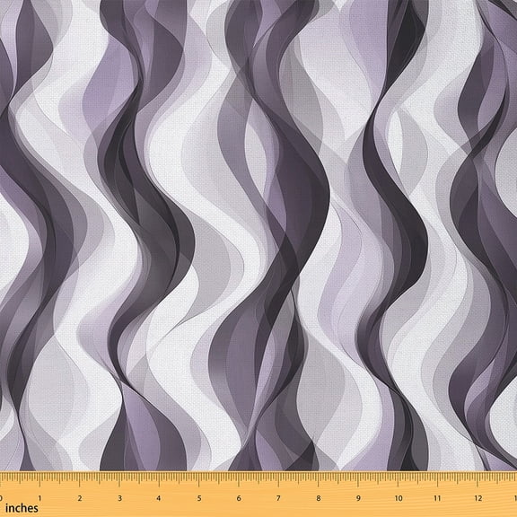 Manfei Geometric Black Purple Stripe Sewing & Crafting Fabric (1 Yard), Abstract Wave Lines Home Decor Fabric by the Yard, Modern Aesthetic Fabric by the Yard