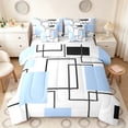 thumbnail image 1 of Manfei Geometric Blue Black Square Twin Bedding,Contemporary Simple Art Bedding Comforter Set, Reversible 7-Piece, 1 of 6