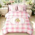 thumbnail image 1 of Manfei Geometric Check 7 Pieces Full Size Bedding Sets,Cozy Christmas Full Size Bed in a Bag,Pink,Pink Reversible, 1 of 7