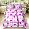 thumbnail image 1 of Manfei Geometric Check 7 Pieces Full Size Bedding Sets,Minimalism Polka Dot Full Size Bed in a Bag,White Purple,Pink Reversible, 1 of 7
