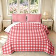 thumbnail image 1 of Manfei Geometric Check Bed Spread Queen,Classic Plaid Queen Coverlet Set,Red,3 Pieces,1 Quilt and 2 Pillowcases, 1 of 7