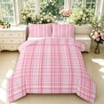 thumbnail image 1 of Manfei Geometric Check Full Size Comforter Sets,Classic Plaid Theme Bedding Comforter Set,Pink,Pink Reversible,3pcs,1 Comforter and 2 Pillowcases,3pcs,1 Comforter and 2 Pillowcases, 1 of 7