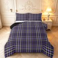 thumbnail image 1 of Manfei Geometric Check King Size Comforter Sets,Classic Plaid Comforters King Size,Purple Yellow White,Black Reversible,3-Piece,1 Comforter and 2 Pillowcases,3-Piece,1 Comforter and 2 Pillowcases, 1 of 7