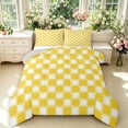 thumbnail image 1 of Manfei Geometric Check Queen Comforter Set,Classic Checkered Comforter Sets Queen,Orange Yellow,Light Gray Reversible,3 Pieces,1 Comforter and 2 Pillowcases,3 Pieces,1 Comforter and 2 Pillowcases, 1 of 7