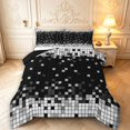 thumbnail image 1 of Manfei Geometric Check Queen Comforter Set,Retro Pixel Comforter Sets Queen,Black White Gray,Black Reversible,3pcs,1 Comforter and 2 Pillowcases,3pcs,1 Comforter and 2 Pillowcases, 1 of 7