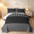 thumbnail image 1 of Manfei Geometric Check Quilt Full,Minimalism Polka Dot Full Bedspread Sets,Gray Black,3 Pieces,1 Coverlet and 2 Pillowcases, 1 of 7