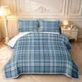thumbnail image 1 of Manfei Geometric Check Quilt King,Classic Plaid Theme King Coverlet Set,Blue,3pcs,1 Bedspread and 2 Pillowcases, 1 of 7