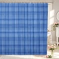 thumbnail image 1 of Manfei Geometric Check Shower Curtain 72Wx78L,Classic Plaid Bath Curtain,Navy, 1 of 5