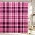 thumbnail image 1 of Manfei Geometric Check Shower Curtain 72Wx84L,Classic Plaid Theme Bathroom Shower Curtain,Pink Purple, 1 of 5