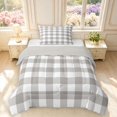 thumbnail image 1 of Manfei Geometric Check Twin Comforter Sets,White Gray Plaid Bedding Set,Light Gray Reversible,2-Piece,1 Comforter and 1 Pillowcase,2-Piece,1 Comforter and 1 Pillowcase, 1 of 7