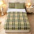 thumbnail image 1 of Manfei Geometric Check Zipper Full Size Comforter Sets with Fitted Sheet and 2 Pillowcases,Classic Plaid Zipper Bedding Set,Yellow Green Brown,Reversible,4pcs, 1 of 8