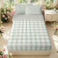 thumbnail image 1 of Manfei Geometric Check Zipper Twin Comforter Sets with Fitted Sheet and 2 Pillowcases,Classic Plaid Zipper Bedding Set,Green,Light Gray Reversible,4pcs, 1 of 8