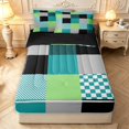 thumbnail image 1 of Manfei Geometric Check Zipper Twin Comforter Sets with Fitted Sheet and 2 Pillowcases,Modern Checkered Zipper Bedding Set,Teal Blue,Black Reversible,4pcs, 1 of 8