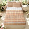 thumbnail image 1 of Manfei Geometric Check Zipper Twin Comforter Sets with Fitted Sheet and 2 Pillowcases,Modern Stripes Zipper Bedding Set,Orange Yellow,Reversible,4pcs, 1 of 8