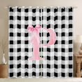 thumbnail image 1 of Manfei Geometric Checkered Print Blackout Curtains Set of 2 (52x84 Each),Initial Letter P Curtain, 1 of 6