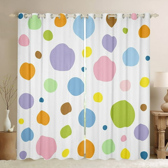 Manfei Geometric Circle Dot Blackout Curtains Set of 2 (52x84 Each),Abstract Polka Dot Window Curtains,Colorful Spot Curtains and Drapes For Girls,Ultra Soft Home Decor