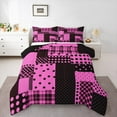 thumbnail image 1 of Manfei Geometric Circle Dot Queen Comforter Set,Cute Polka Dot Bedding Sets,Pin Black Plaid Bedding Comforter Set For Girls,Ultra Soft Home Decor Reversible,3 Pieces, 1 of 8