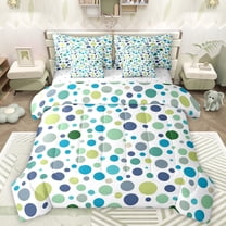 Manfei Geometric Circular Dot 7-Piece Twin Bedding Sets,Modern Geometric Art Bedding Comforter Set,Green Blue White Sheet Sets For Kids,Luxury Bedroom Decor Reversible
