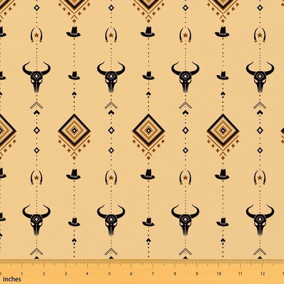 Manfei Geometric Fabric by the Yard 5 Yards Gold Fabric for Sewing, Gold Cream