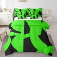 thumbnail image 1 of Manfei Geometric Geometry Bed in a Bag Twin Size,Modern Minimalism Desgin Bed Set,Neon Green Black Bedding Twin Size,Lightweight Room Decor Reversible,7 Pieces, 1 of 7