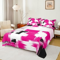 Manfei Geometric Graffiti Twin Sheet Set (3-Piece) Modern Abstract White Pink Black Ultra Soft Decor For Kids
