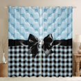 thumbnail image 1 of Manfei Geometric Grid Blackout Curtains,Fashion Bowknot Curtains Pack of 2 (42x84 Each), 1 of 6