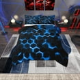 thumbnail image 1 of Manfei Geometric Hexagon King Size Comforter Sets,Minimalist Geometric Honeycomb Bedding Comforter Set,Black Blue Bedding Set For Kids Boys,Super Cozy Room Decor Reversible,3-Piece, 1 of 8