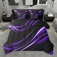 thumbnail image 1 of Manfei Geometric Lines 7 Pieces Bedding Comforter Set,Minimalism Geometric Line Full Bedding Set,Black Purple Fitted Sheet Flat Sheet For Girls Boys,Super Cozy Room Decor Reversible, 1 of 9
