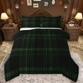 thumbnail image 1 of Manfei Geometric Lines Checkered Bedding Comforter Set,Vintage Grid Pattern Twin Comforter Sets,Green Black Bedding Set For Girl Teens,Ultra Soft Home Decor Reversible,2-Piece, 1 of 8