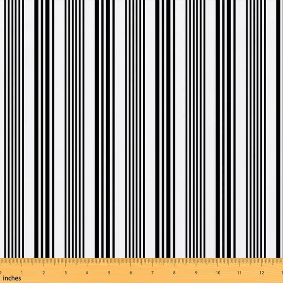 Manfei Geometric Lines Fabric by the Yard 1 Yard, Aesthetic Stripes Home Decor Fabric by the Yard, Black White