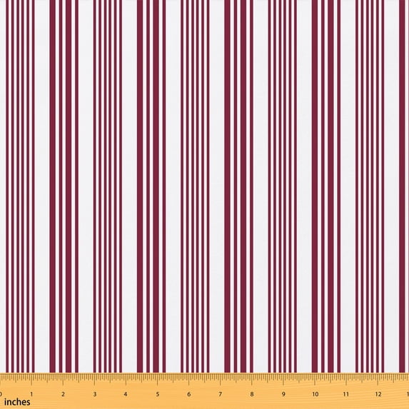 Manfei Geometric Lines Fabric by the Yard 3 Yards, Aesthetic Stripes Room Decor Fabric by the Yard, Wine White