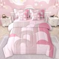 thumbnail image 1 of Manfei Geometric Lines Print 7-Piece Twin Bedding Sets,Retro Stripes Pattern Bedding Comforter Set,Girls Pink Circle Sheet Sets For Teens,Breathable Home Decor Reversible, 1 of 8
