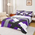 thumbnail image 1 of Manfei Geometric Lines Print Bed Sheets,Retro Stripes Pattern King Sheets,Gray Black Purple Sheet Set For Teens,Breathable Home Decor,4-Piece, 1 of 7