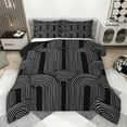 thumbnail image 1 of Manfei Geometric Lines Print Bedding Comforter Set,Retro Stripes Pattern Twin Comforter Sets,Gray Black Bedding Set For Teens,Breathable Home Decor Reversible,2pcs, 1 of 8