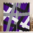 thumbnail image 1 of Manfei Geometric Lines Print Blackout Curtains Set of 2 (52x84 Each),Retro Stripes Pattern Window Curtains,Gray Black Purple Curtains and Drapes For Teens,Breathable Home Decor, 1 of 6