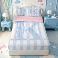 thumbnail image 1 of Manfei Geometric Lines Zipper Queen Comforter Set with Fitted Sheet and 2 Pillowcases,Blue Letter K Design Zipper Bedding Set,Pink Reversible,4pcs, 1 of 7