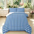 thumbnail image 1 of Manfei Geometric Navy Check Full Size Comforter Sets,Classic Plaid Bedding Comforter Set,Reversible,3-Piece,1 Comforter and 2 Pillowcases,3-Piece,1 Comforter and 2 Pillowcases, 1 of 7