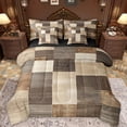 thumbnail image 1 of Manfei Geometric Plaid 7-Piece Bedding Comforter Set,Modern Abstract Art King Bedding Sets,Brown Beige Bed Sheets For Men Women,Super Cozy Room Decor Reversible, 1 of 8