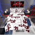 thumbnail image 1 of Manfei Geometric Plaid Art 7-Piece Twin Bedding Sets,Pixel Grid Bedding Comforter Set,Red Gray White Sheet Sets For Teens,Microfiber Bedroom Decor Reversible, 1 of 8