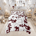 thumbnail image 1 of Manfei Geometric Plaid Art King Size Comforter Sets,Pixel Grid Bedding Comforter Set,Red Gray White Bedding Set For Teens,Microfiber Bedroom Decor Reversible,3-Piece, 1 of 8