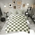 thumbnail image 1 of Manfei Geometric Plaid Bed in a Bag Twin Size,Modern Minimalist Art Bed Set,Green Beige Bedding Twin Size,Breathable Room Decorative Reversible,7 Pieces, 1 of 7
