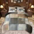 thumbnail image 1 of Manfei Geometric Plaid Full Size Comforter Sets,Modern Abstract Art Bedding Comforter Set,Brown Gray Bedding Sets For Men Women,Super Cozy Room Decor Reversible,3 Pieces, 1 of 8